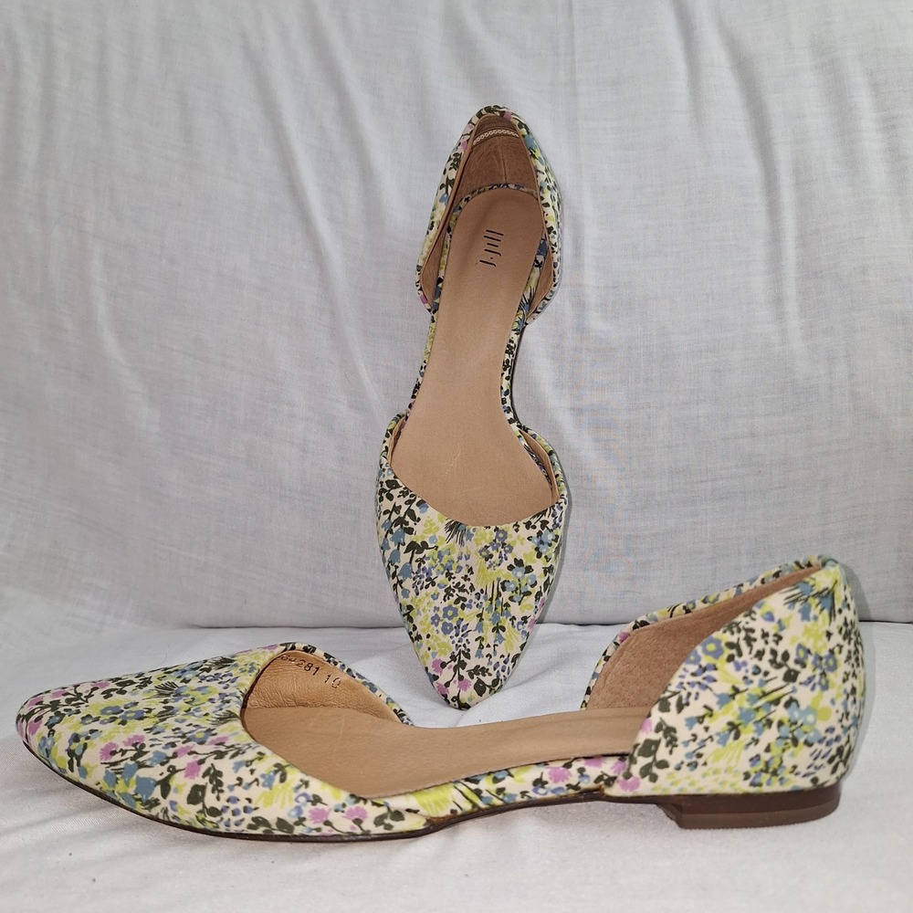 Cottagecore Boho Bohemian Floral Fairycore Leather J. Jill 10 d'Orsay Flats 10